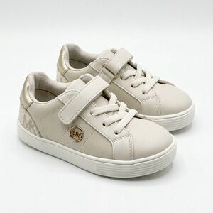 Michael Kors Kids Zia Jem Sneakers Toddler Size 10 Cream Gold Faux Laces Velcro